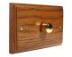 Wood 1 Gang 2Way Push on/Push off 1000W/VA Dimmer Switch on a Twin Plate in Solid Medium Oak with Polished Brass dimmer cap