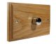 Wood 1 Gang 2Way  1000W/VA Dimmer Switch on a Twin Plate in Solid Light Oak with Polished Stainless dimmer cap