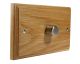 Wood 1 Gang 2Way 1000W/VA Dimmer Switch on a Twin Plate in Solid Light Oak with Satin Stainless dimmer cap