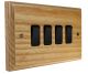 Wood 4 Gang 2Way 10Amp Rocker Switch in Ash