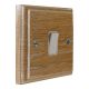 Wood 1 Gang Double Pole 20Amp Rocker Switch in Solid Limed Oak