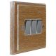 Wood 3 Gang 2Way 10Amp Polished Chrome Rocker Switch in Solid Limed Oak