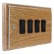 Wood 4 Gang 2Way 10Amp Rocker Switch in Solid Limed Oak