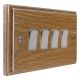 Wood 4 Gang 2Way 10Amp White Rocker Switch in Solid Limed Oak