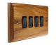 Classic Wood 4 Gang 2Way 10Amp Rocker Switch in Medium Oak