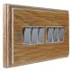 Wood 6 Gang 2Way 10Amp Polished Chrome Rocker Switch in Solid Limed Oak