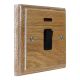 Wood 1 Gang Double Pole 20Amp Rocker Switch with Neon in Solid Limed Oak 