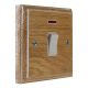 Wood 1 Gang Double Pole 20Amp Rocker Switch with Neon in Solid Limed Oak 