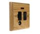 Wood 1 Gang 13Amp Switch Fuse Spur with Neon and Flex Outlet in Ash 