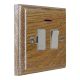 Wood 1 Gang 13Amp Switch Fuse Spur with Neon in Solid Limed Oak 