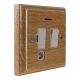 Wood 1 Gang 13Amp Switch Fuse Spur with Neon and Flex Outlet in Solid Limed Oak 