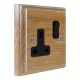 Wood 1 Gang 13Amp Switched Socket in Solid Limed Oak