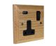 Classic 1G USB Charging Socket in Solid Ash with Black insert.