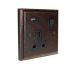 Classic 1G USB Charging Socket in Solid Dark Oak with Black insert.