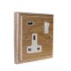 Classic 1G USB Charging Socket in Solid Limed Oak with White insert.