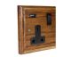 Classic 1G USB Charging Socket in Solid Medium Oak with Black insert.