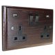 Classic 2G USB Charging Socket in Solid Dark Oak with Black insert.