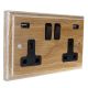 Classic 2G USB Charging Socket in Solid Limed Oak with Black insert.