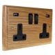 Classic 2G USB Charging Socket in Solid Oak with Black insert.