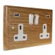 Classic 2G USB Charging Socket in Solid Oak with White insert.