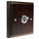 Period Wood 1G 2Way 10A Satin Chrome Toggle Switch in Dark Oak