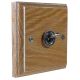 Period Wood 1 Gang Intermediate Satin Chrome Toggle Switch in Solid Limed Oak