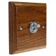 Period Wood 1G 2Way 10A Satin Chrome Toggle Switch in Medium Oak