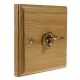 Period Wood 1G 2Way 10A Polished Brass Toggle Switch in Solid Oak