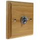 Period Wood 1G 2Way 10A Satin Chrome Toggle Switch in Solid Oak