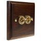 Period Wood 2G 2Way 10A Polished Brass Toggle Switch in Dark Oak