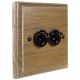 Period Wood 2 Gang 2Way 10Amp Black Nickel Toggle Switch in Solid Limed Oak