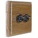 Period Wood 2 Gang 2Way 10Amp Satin Chrome Toggle Switch in Solid Limed Oak