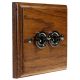 Period Wood 2G 2Way 10A Black Nickel Toggle Switch in Medium Oak