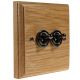 Period Wood 2G 2Way 10A Black Nickel Toggle Switch in Solid oak