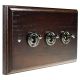 Period Wood 3G 2Way 10A Black Nickel Toggle Switch in Dark Oak