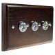 Period Wood 3G 2Way 10A Polished Chrome Toggle Switch in Dark Oak