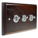 Period Wood 3G 2Way 10A Satin Chrome Toggle Switch in Dark Oak