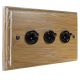 Period Wood 3 Gang 2Way 10Amp Black Nickel Toggle Switch in Solid Limed Oak