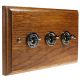 Period Wood 3G 2Way 10A Black Nickel Toggle Switch in Medium Oak