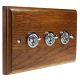 Period Wood 3G 2Way 10A Polished Chrome Toggle Switch in Medium Oak