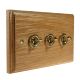 Period Wood 3G 2Way 10A Polished Brass Toggle Switch in Solid Oak