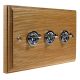 Period Wood 3G 2Way 10A Polished Chrome Toggle Switch in Solid Oak