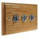 Period Wood 3G 2Way 10A Satin Chrome Toggle Switch in Solid Oak