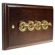 Period Wood 4G 2Way 10A Polished Brass Toggle Switch in Dark Oak