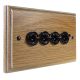 Period Wood 4 Gang 2Way 10Amp Black Nickel Toggle Switch in Solid Limed Oak