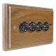 Period Wood 4 Gang 2Way 10Amp Polished Chrome Toggle Switch in Solid Limed Oak