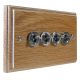 Period Wood 4 Gang 2Way 10Amp Satin Chrome Toggle Switch in Solid Limed Oak