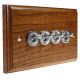 Period Wood 4G 2Way 10A Satin Chrome Toggle Switch in Medium Oak