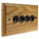 Period Wood 4G 2Way 10A Black Nickel Toggle Switch in Solid Oak