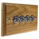 Period Wood 4G 2Way 10A Polished Chrome Toggle Switch in Solid Oak